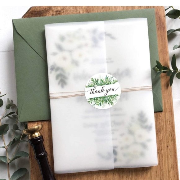 100 THANK YOU Stickers Greenery Botanical Design 2" - Picture 6 of 8